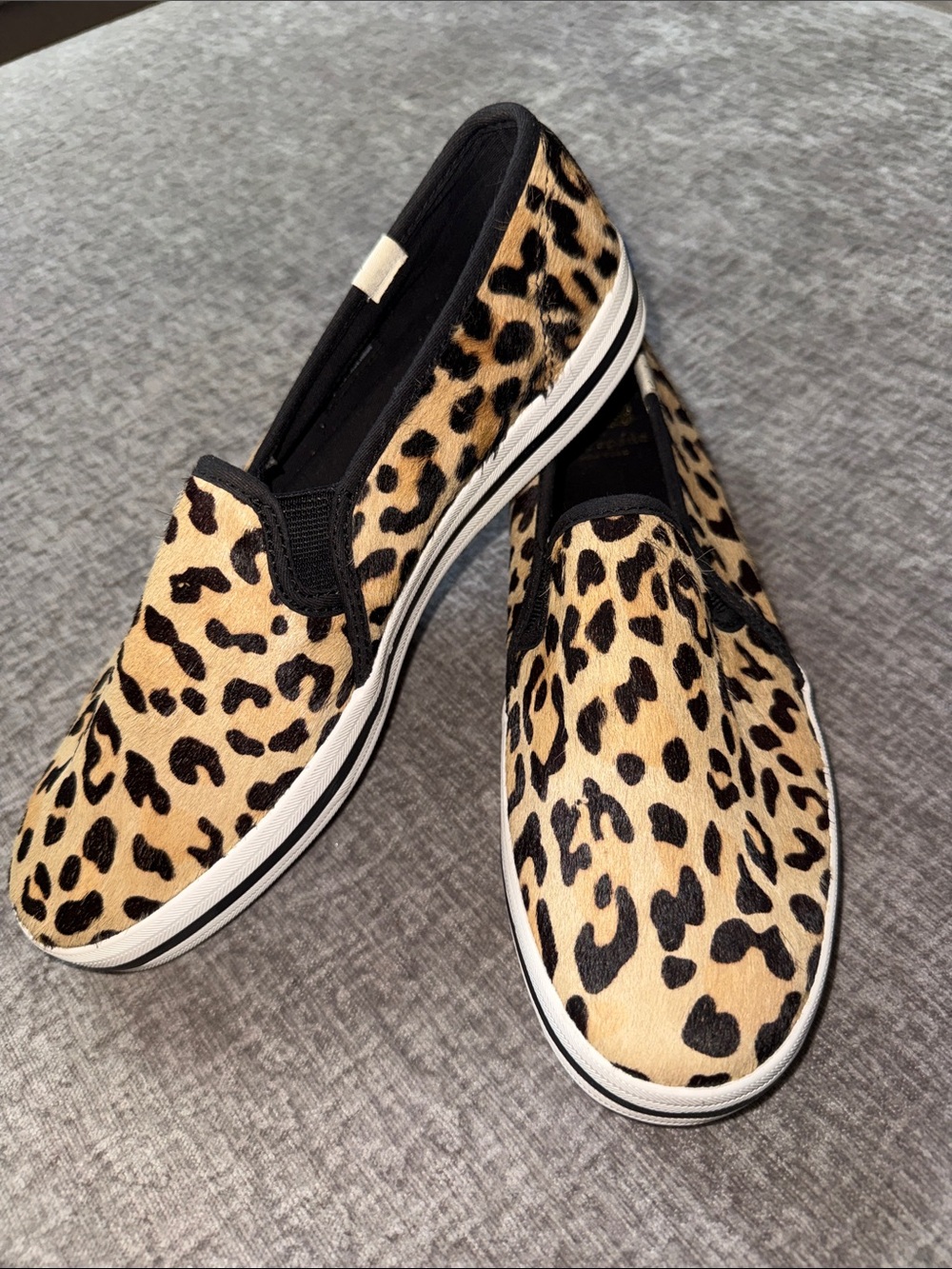 Keds x Kate Spade Leopard Print Slip-On Women’s Sneakers - Tan & Black
